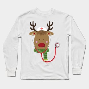 Christmas Nurse Reindeer Long Sleeve T-Shirt